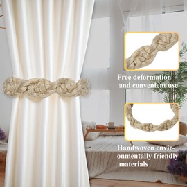 Curtain Tiebacks Curtain Ties Braided Curtain tie Backs Handmade Curtains tiebacks Curtain Holder Tie Backs for Curtains Rustic Style Curtain holdbacks for Thin&Thick Home Window Curtain (2, Brown 2)
