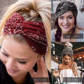 DRESHOW Pack of 6 Wide Headbands for Women Extra Large Turban Headband Boho Head Wrap Elastic Hair Bands Hair Twisted Knot Hair Accessories