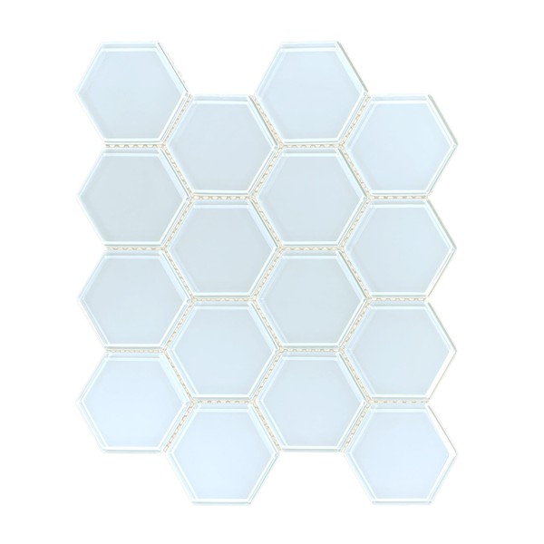 5 Sheets White Hexagon Glass Mosaic,Pool Tiles,12" x 10" Kitchen
