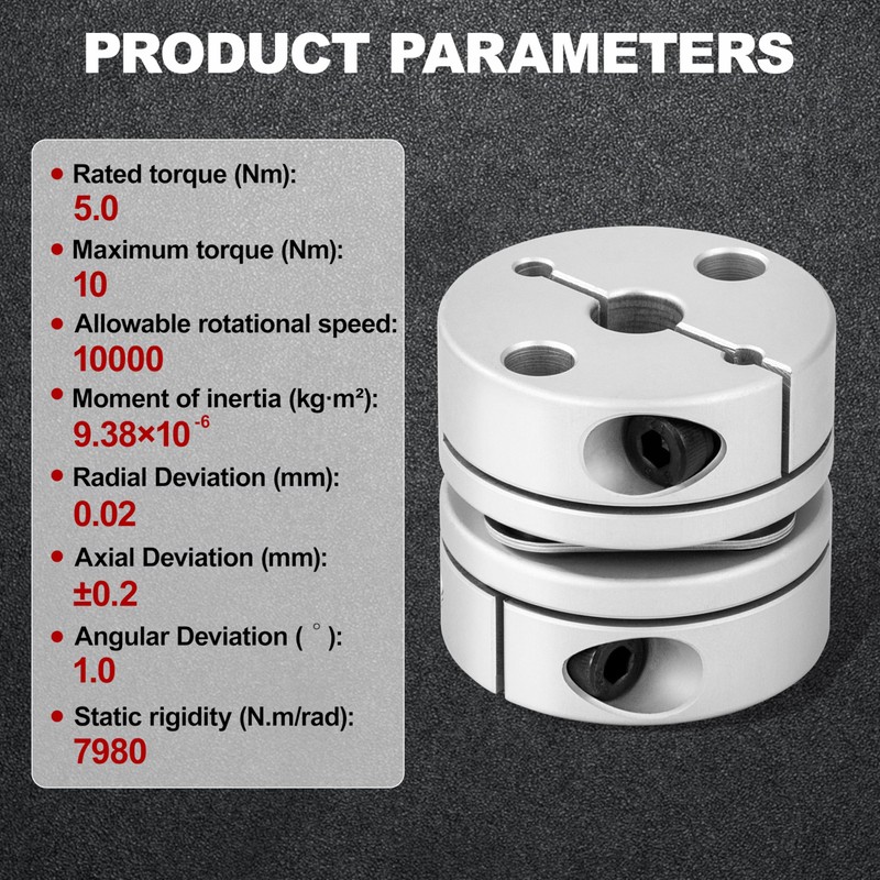 D34 L32 Flexible Diaphragm Motor Shaft Coupling 8mm Bore to