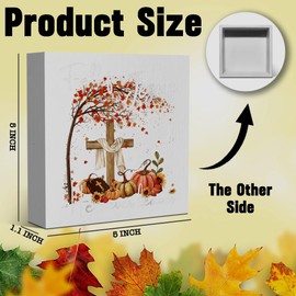 Black Fall Decorations for Home Fall for Jesus Decor for Church Autumn Religious Decorations for Table Autumn Christian Thanksgiving Decorations 5 x 5 inches (Tub 3318)