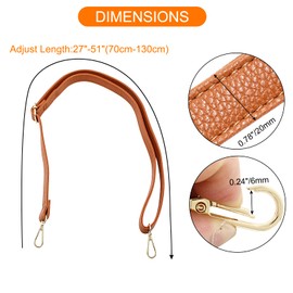 Litoexpe Brown Purse Straps Leather Straps, Bag Straps Replacement Crossbody Leather Adjustable Replacement Strap, 27-51 Inch