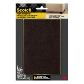 Scotch Felt Pads Brown, 2 Large Pads 4 x 6 in, Felt Furniture Pads for Protecting Hardwood Floors, Easy-to-Apply, Self-Stick Design, Reliable Protection from Nicks, Dents & Scratches (SP820-NA)