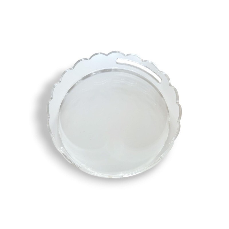 GRAHAM DESIGN Acrylic Scalloped Round Tray with Handles - 10"
