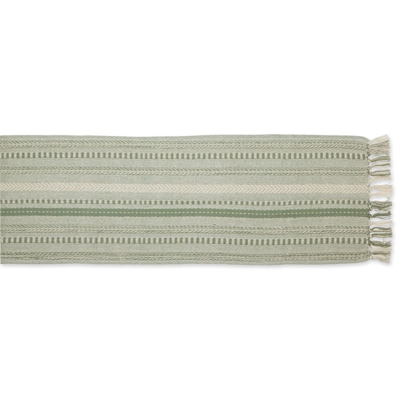DII Farmhouse Braided Stripe Table Runner Collection, 15x108, Artichoke Green