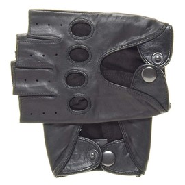 Pratt and Hart Barcelona Men's Shorty Leather Driving Gloves (Fingerless) Black Size M