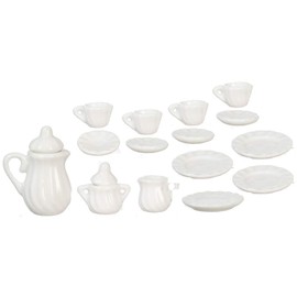 Aztec Imports, Inc. Dollhouse Miniature Tea Set, 17 Pc, Porcelain, White #G8465