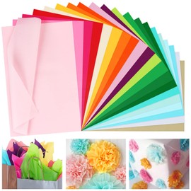 Ailvor Tissue Paper, 200 Sheets Tissue Paper, Pink, Colourful Craft Paper for Creating Pompoms, Paper Flowers, Crafts, Decorating (20 Colours)