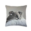 Sleepy Koala on a Light Gray Pillow Throw Pillow