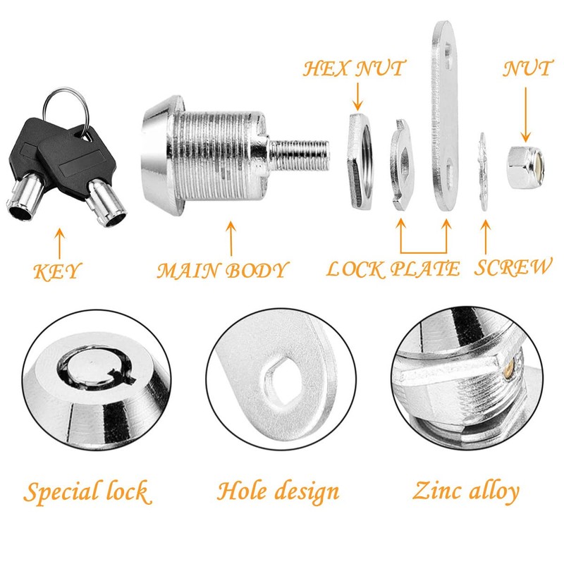 Thread Tubular Cam Lock 16mm Zinc Alloy Security Mailbox Lock