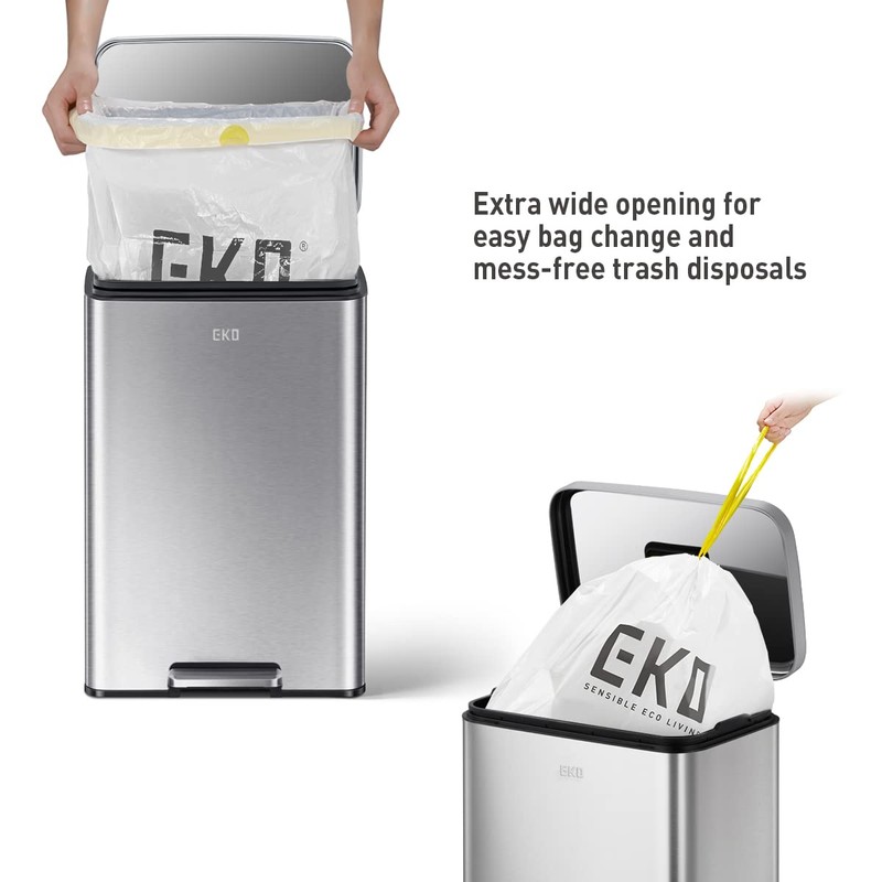 EKO Madison Brushed Stainless 50 Liter/13.2 Gallon Step Trash Can