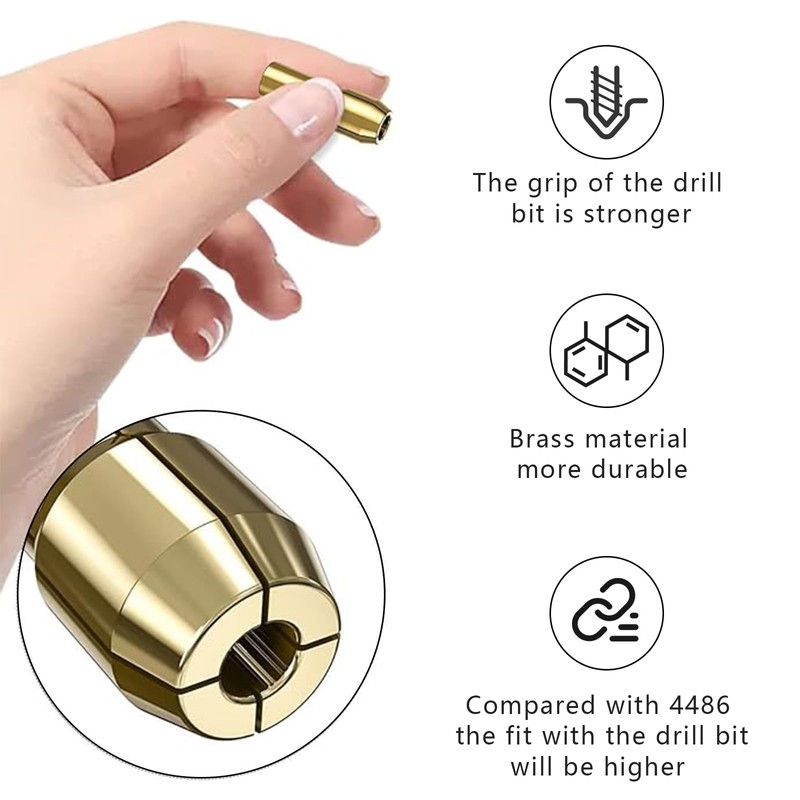Drill Chuck Collet Set, 0.8-3.2mmBrass Collet Set Metal Nut with