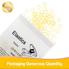 500 Pcs Orthodontic Elastic Rubber Bands, 3.5 Ounces Heavy Dental Rubber Traction Bands, Free Elastic Placer for Braces (3/16",Rabbit)