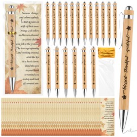 60 Sets Fall Employee Appreciation Gifts 60 Bamboo Pens with Greeting Cards Fall Party Favors for Adults Thanksgiving Appreciation Gift for Employee Coworker Teacher Office Supplies