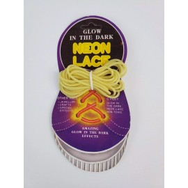 Neon Lace Vintage NOS Pair of Glow in the Dark Neon Shoe Yellow Pasta Color / Green Glow