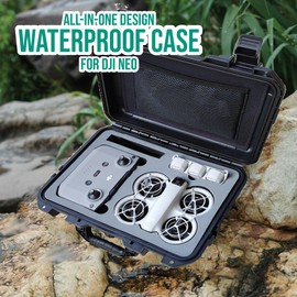 INNVO Waterproof Case for DJI Neo Fly More Combo Hard Shell Protective Carrying Case Mesh Pocket Provide Extra Space for Accessories Black (IWC008)