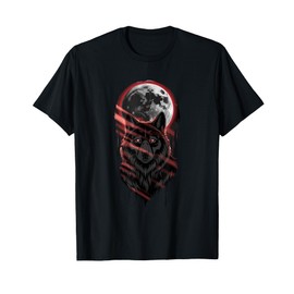 Alpha Wolf Under Moon Red Eyes Night Howl T-Shirt