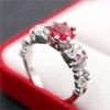Uloveido Red Solitaire Crystal Skull Shape Gothic Statement Ring for