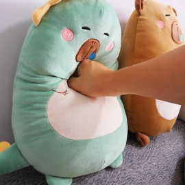 Dinosaur Capybara Pillow Kawaii Dinosaur Plushies Stuffed Plush Toy Hugging Pillow 17.71inch Cute Capybara Body Pillow for Kids(Capybara,Dinosaur)