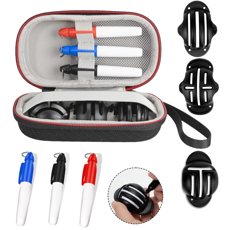 6 Pack Golf Ball Line Marker Tool with Travel Case,