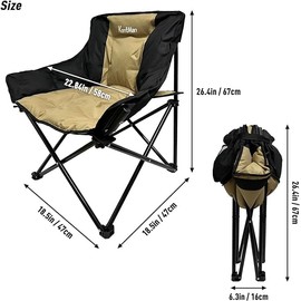 TAISOCA Small Padded Camping Chair 2 Pack Comfortable Camping Chair Padded Camping Chairs for Adults KontMan Heavy Duty Camping Chair 265 lbs Portable Comfy Camping Chairs for Adults (2 Pack)