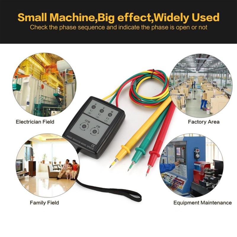 Digital Phase Indicator,Portable Phase Tester,SP8030 3 Phase Rotation Meter,High Accuracy