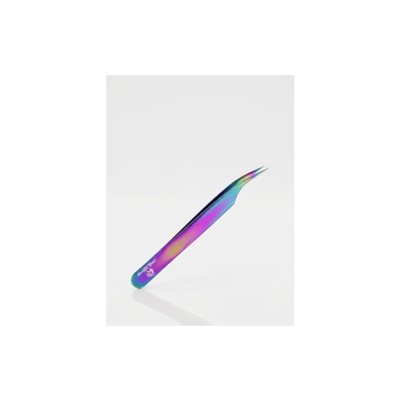 Wishbeauty Rainbow Eyelash Extension Tweezer - Professional Elbow Curved Tool
