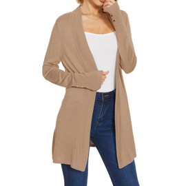 Spicy Sandia Womens Tan Cardigan Sweaters Long Sleeve Dressy Casual Trendy Lightweight Open Front Knit Cardigans Camel L