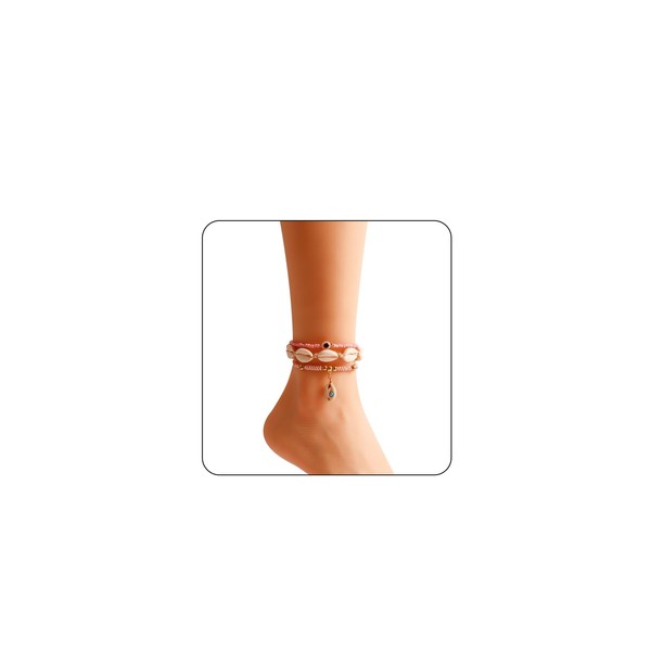 MIFYNN 3 Pcs Natural Shell Anklet Boho Beaded Shell Anklet