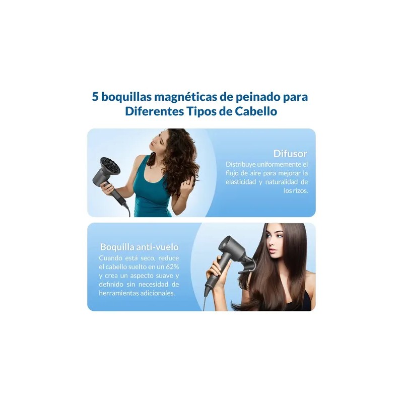Secador De Pelo Alta Velocidad Profesional Iones 5en1 1600w