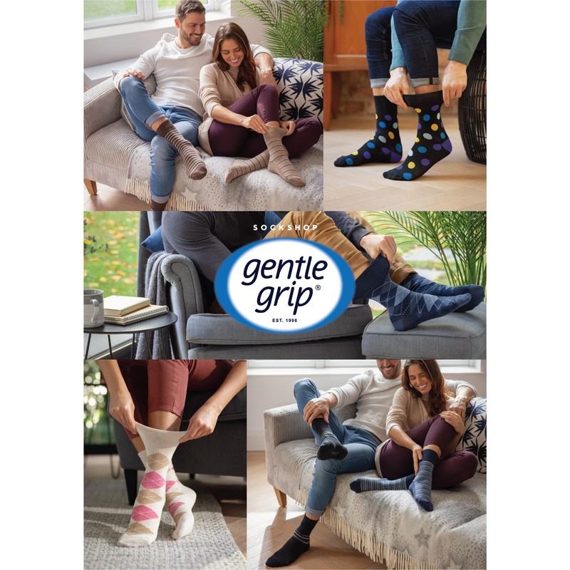 Gentle Grip SOCKSHOP Ladies Soft Top Patterned and Striped Soft