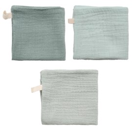YUYUDEHM 3 Pack Face Wash Cloths, Reusable Makeup Remover Cloths, Soft Cotton Face Towel (Green)