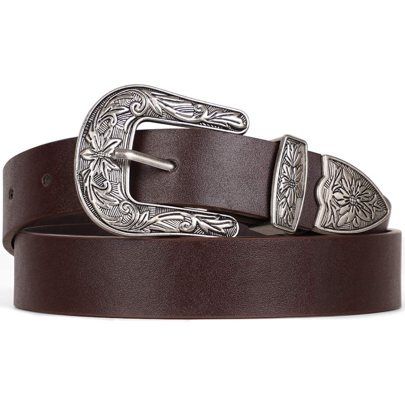 Ssumday Cinturones de piel occidentales de 1.1 pulgadas para mujer,