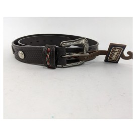 Schmidt CE Schmidt Western Brown Leather Belt Size 44 Silver Buckle & Accent Mens