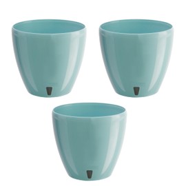 DECOPOTS - 3 Pack Self Watering Planter - Indoor/Outdoor Decorative Flower Pot with Drainage Cartridge and Water Level Indicator (11.2", Jade)