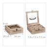 Relaxdays Tea Box, 9 Compartments, Wood, Tea Box with Viewing