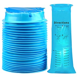 LUCKYKODOR Pack of 50 Burp Bags with Mouthpiece, Breaking Bags, Spit Bags, Collection Bags, Poop Bags with Ring, Nausea Bag, Disposable Emesis Bag for Travel Sickness, Aeroplane Hospital (Blue)