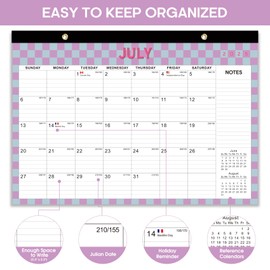 Desk Calendar 2025-2026, 18 Months Calendar Runs from July 2025 to Dec 2026 - Large 17" x 12" Desktop/Wall Monthly Calendar for Home School, or Office - Checkered Pattern