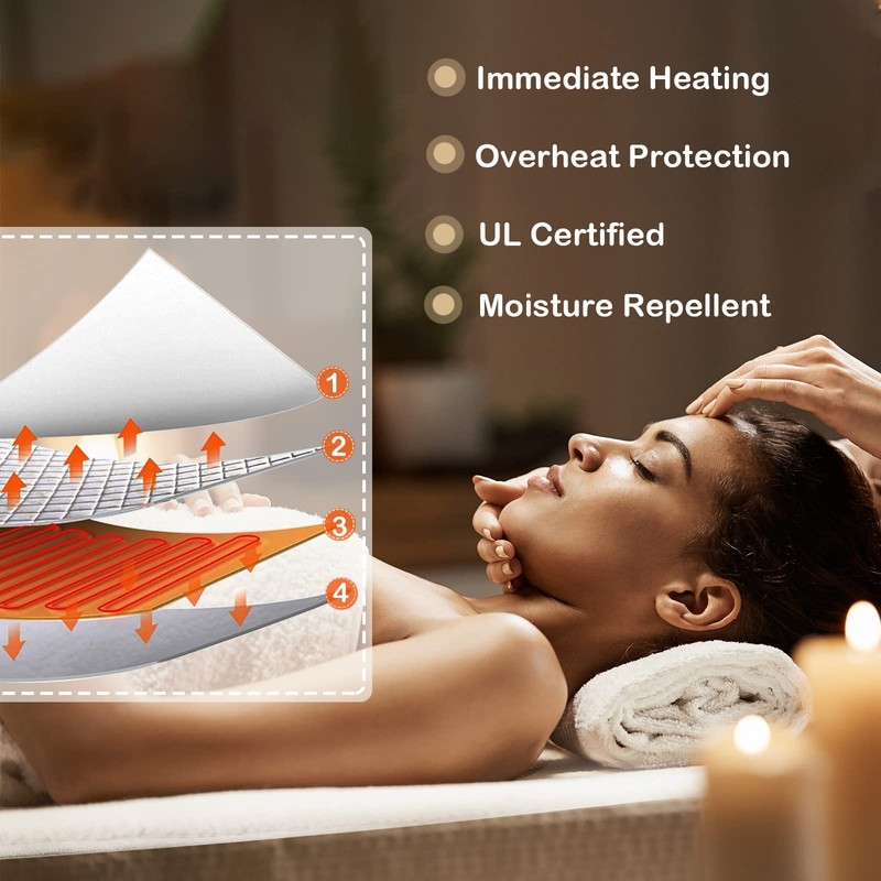 WELLHUT Massage Table Warmer Heating Pad, UL Certified Spa Massage