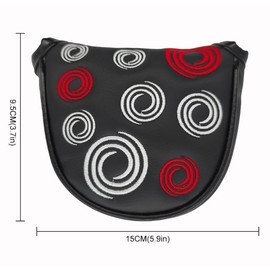 Black Magnetic Putter Head Covers, Mallet Putter Headcover With Circle Embroidery, Head Covers