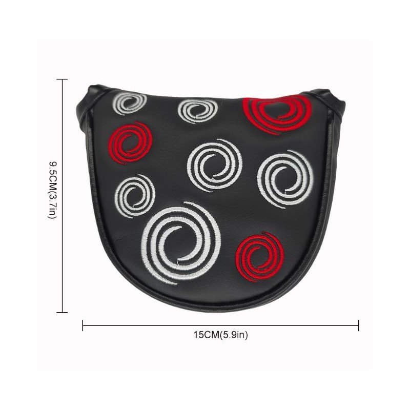 Black Magnetic Putter Head Covers, Mallet Putter Headcover With Circle