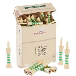 6cm/ 60mm Castle Bamboo Golf Tees - Biodegradable, Sustainable & Strong Golf Tees Bamboo Material - Golf Accessories - Golf Gifts for Men - Consistent Ball Height - 30 Bamboo Tee - Natural Colour Tee
