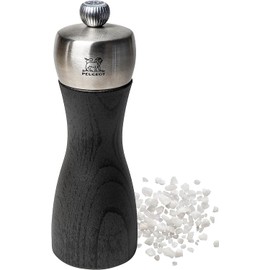 Peugeot - Fidji Manual Salt Mill - Adjustable Grinder - Beechwood and Stainless Steel, Graphite Finish, 6 Inch