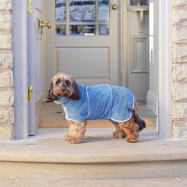Lucky Pooch Dog Robe - Luxurious Dog Bathrobe - Ultra Absorbent Dries Your Dogs in Minutes! Double-Layer, Super Soft Towel and Bath Robe All in One (XXL, Petrol Blue)
