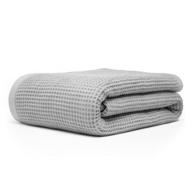 9Threads GOTS Certified Organic Cotton Waffle Weave Blanket, Queen Bed Size, 90"X90"Cozy Throw Blanket for Couch, Modern Home Decor, Throw Blankets,Waffle Blanket, Soft Bed Blankets -Scottish Grey