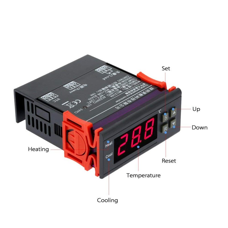 WINGONEER 10A 12V Digital Temperature Controller with Sensor -40℃~120℃