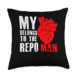 Asset Recovery Professional Repo Guy Wife Partner My Heart Belongs to The Repoman Repossession Agent Life Throw Pillow, 18x18, Multicolor