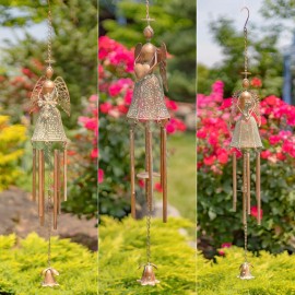 Zaer ltd. Hanging Antique Copper Angel Wind Chimes in 3 Styles - Set of 3 (1 of Each)