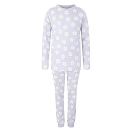 Label Cutters Girls Pyjamas Cotton Long Sleeve Cuffed Leg PJ Set Night Wear 9 to 14 Years (Lilac Daisy 9-10)