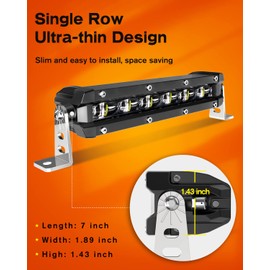 CO LIGHT 7 inch LED Light Bar Slim Led Bar Single Row 20W 6D Lenses for Off-Road SUV UTV ATV Truck Marine Grille